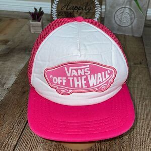 Vans Off The Wall Classic Patch Pink Snapback Mesh Trucker Hat Cap